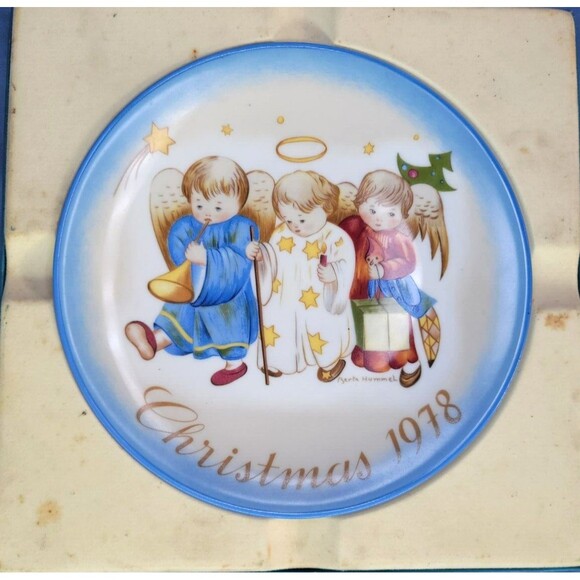 HUMMEL '78 Birthday Plate Christmas Gift 7.25''D Heavenly Trio by Sister Berta - Picture 2 of 12